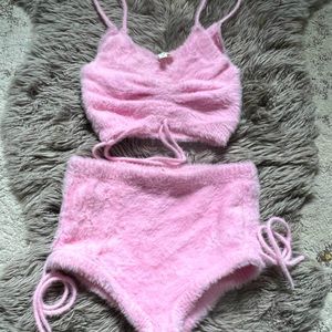 For Love and Lemons- Pink fuzzy lounge set